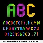 stock photo of spell  - Colorful Ribbon Alphabet With Numbers - JPG 