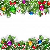 picture of holidays  - Christmas background with decorated branches of Christmas tree - JPG 