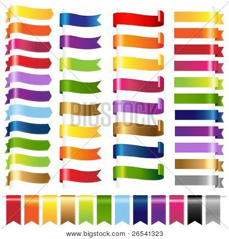 Picture or Photo of Color Set Web Ribbons, Isolated On White Background, Vector Illustration