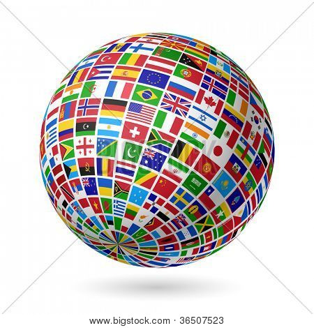 Picture or Photo of Flags globe. Vector.
