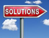 stock photo of solution  - find solutions indicating way to problem solving solution button solutions icon red road sign arrow with text and word concept - JPG 