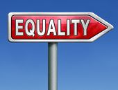 pic of equality  - equality equal rights and opportunities for all women man disabled black and white solidarity discrimination of people with disability or physical and mental handicap red road sign arrow word - JPG 