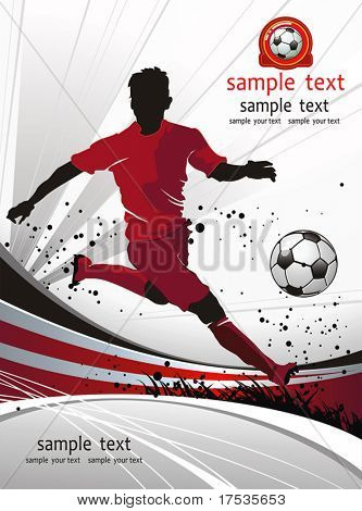 Picture or Photo of Soccer Action Player on beautiful Abstract Background. Original Vector illustration sports series. Classical football poster.