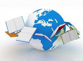 picture of globe  - Open books are flying globe - JPG 