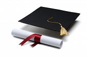 pic of final  - diploma and graduation cap isolated on white background - JPG 