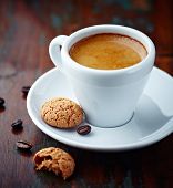 picture of cup  - Cup of espresso and biscotti - JPG 