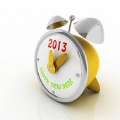 stock photo of watch  - 2013 year on alarm clock and happy new year - JPG 