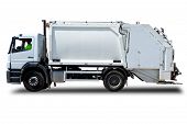 picture of truck  - White Garbage Truck Isolated with a Driver - JPG 
