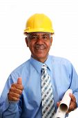 stock photo of construction worker  - Construction worker on the job giving thumbs up - JPG 