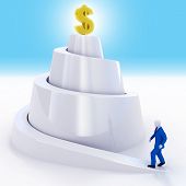 foto of business concept  - Businessman climbs up on spiral mountain for success progress - JPG 