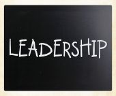 foto of leadership  - Text handwritten With White Chalk On A Blackboard - JPG 