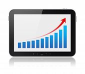 pic of money  - Modern digital tablet PC showing success chart on a screen - JPG 