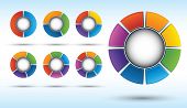 stock photo of segment  - Segmented and multicolored pie charts set from two to eight divisions - JPG 