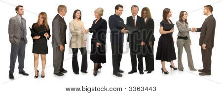 Picture or Photo of Group of corporate business people networking on a white background