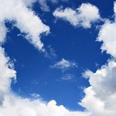 stock photo of blue sky  - Blue sky and frame from clouds may be used as background - JPG 