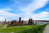 foto of industrial  - Gas industrial machineries at Gas works public park Seattle Washington - JPG 