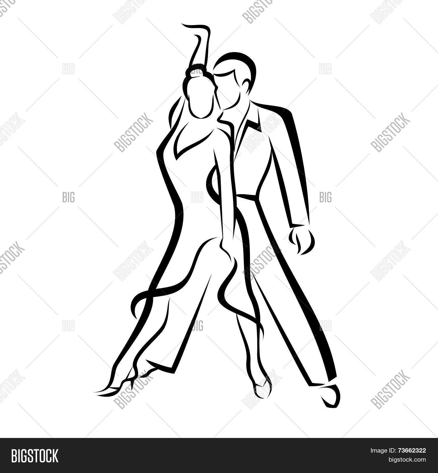 Dancing Couple, Outlined Vector Sketch Stock Vector ...