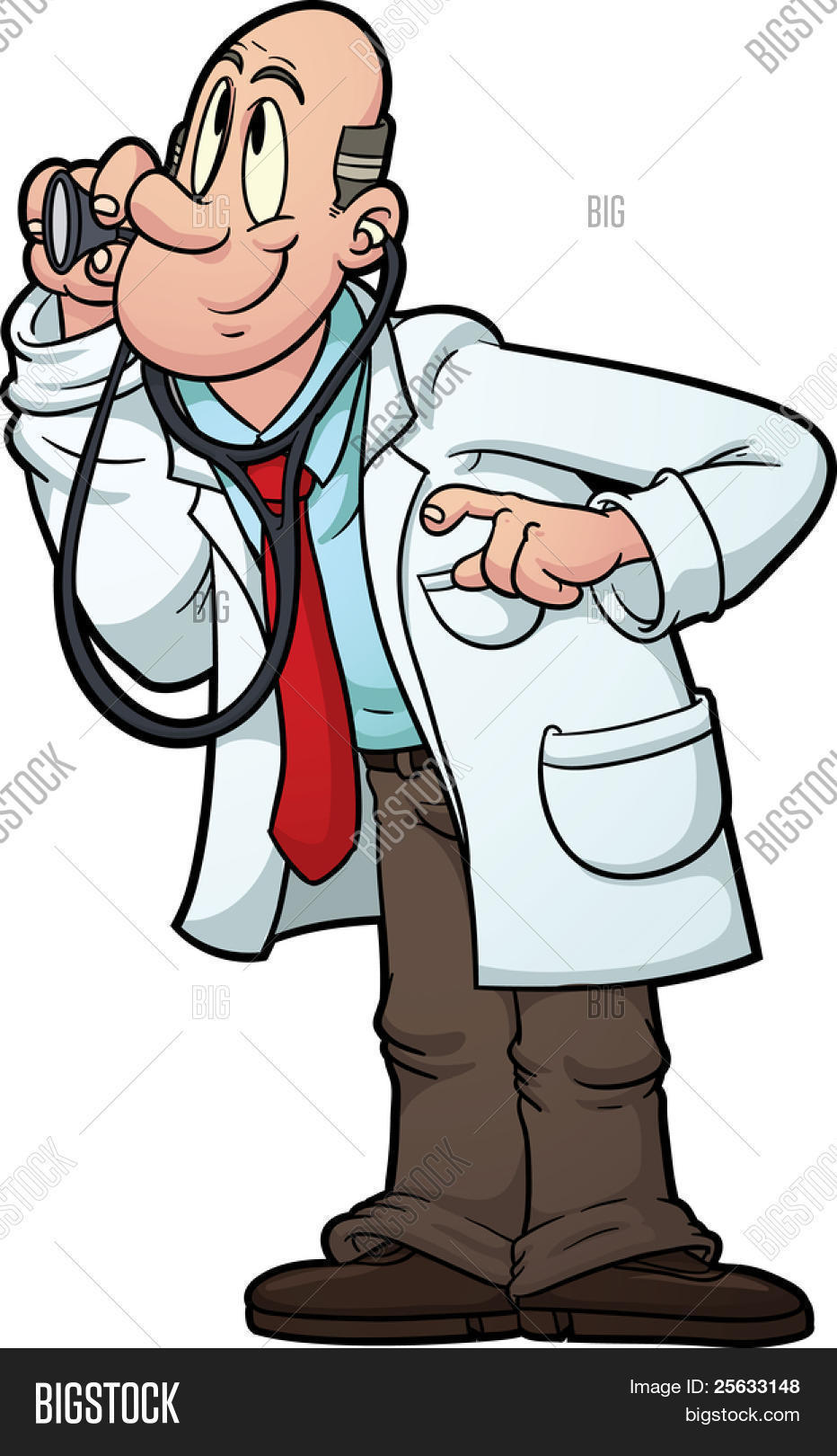 Cartoon Doctor Using Stethoscope. Vector & Photo Bigstock