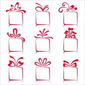 picture of wrapped  - illustration of set of gift boxes on isolated white background - JPG 