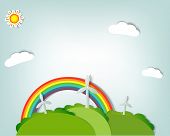 picture of future  - stylized vector landscape with windmills - JPG 