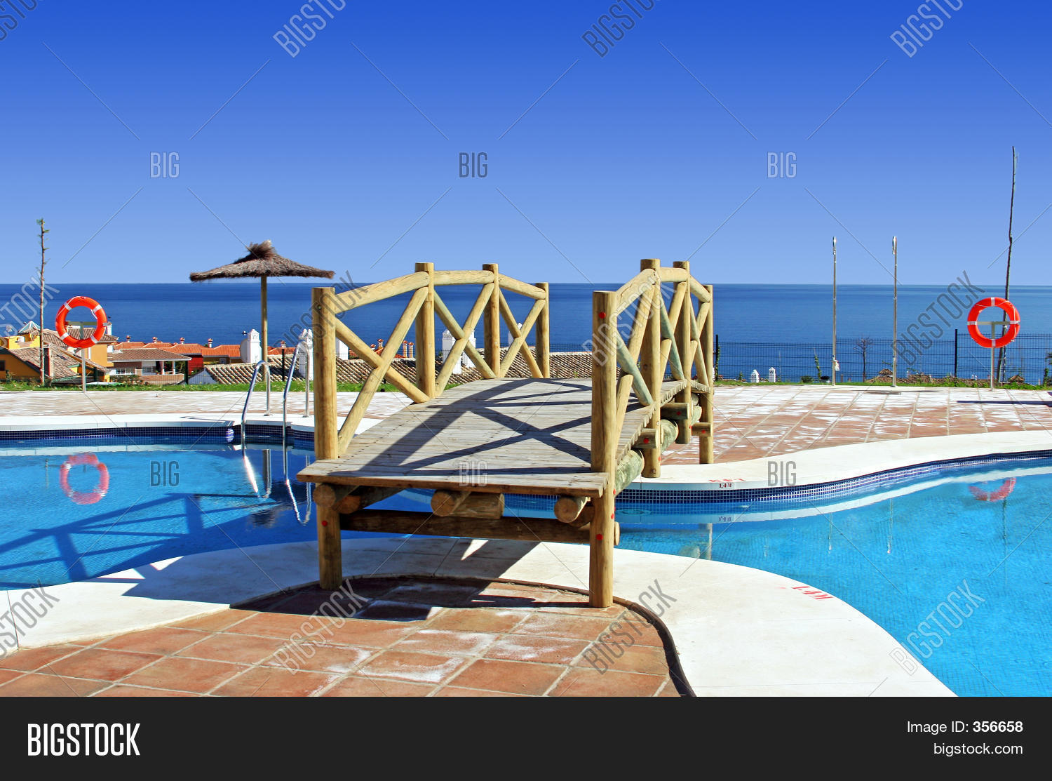 Wooden Bridge Over Swimming Pool Image & Photo Bigstock
