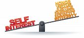 stock photo of interest  - Scale favoring self interest rather than personal values - JPG 