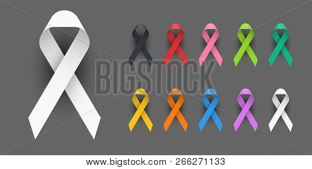 Poster: Realistic Colorful Awareness Ribbons Design