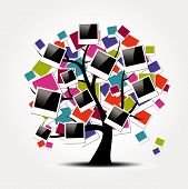stock photo of  photo  - Heritage family tree with polaroid instant photo frames - JPG 