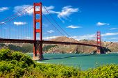 image of bridge  - Golden gate bridge vivid day landscape San Francisco USA - JPG 