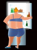 pic of late  - Overweight woman looking for a late supper - JPG 