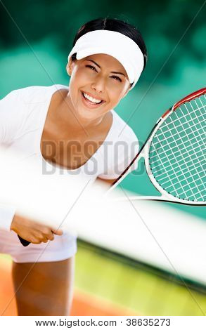 Picture or Photo of Woman in sportswear playing tennis. Competition