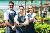 picture of group  - group of florists portrait in greenhouse - JPG 