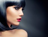 picture of health  - Beautiful Brunette Woman Portrait over Dark Background - JPG 