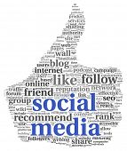 pic of internet  - Social media concept in thumb up symbol on white background - JPG 