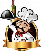 pic of restaurant  - Cheerful chef serving dinner at a restaurant  - JPG 