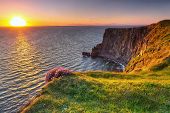 picture of nature  - Cliffs of Moher at sunset in Co - JPG 