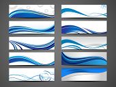 image of abstract  - Vector illustration of banners or website headers with abstract wave forms in blue color - JPG 