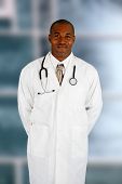 stock photo of medical doctors  - Minority black doctor working at the hospital - JPG 