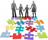 pic of puzzle  - Puzzle pieces symbols of problems facing broken family and solution - JPG 