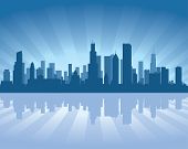 picture of tower  - Chicago skyline with reflection in water - JPG 