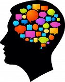 pic of intellect  - Silhouette With Thought Bubbles - JPG 