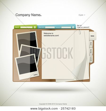 Picture or Photo of Website design template, folder with papers and photo cards