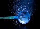 pic of future technology  - world map technology style against fiber optic background - JPG 
