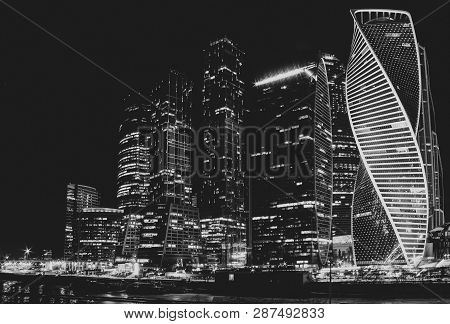 Poster: Moscow City Building At Night