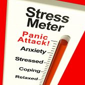 image of worry  - Stress Meter Showing  Panic Attack From Stress And Worry - JPG 