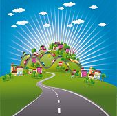 pic of transportation  - Vector background with cars on the road - JPG 