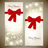 stock photo of holidays  - Greeting cards with red bows and copy space - JPG 