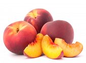 image of segment  - Ripe peach  fruit isolated on white background cutout - JPG 