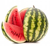 picture of segment  - Sliced ripe watermelon isolated on white background cutout - JPG 