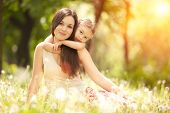 stock photo of nature  - Mother and daughter in the park - JPG 